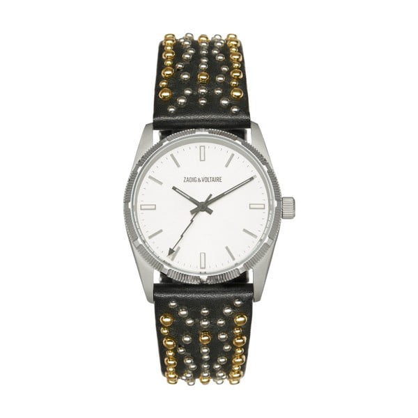 Dámské hodinky s koženým černým páskem a bílým ciferníkem Zadig & Voltaire Vintage