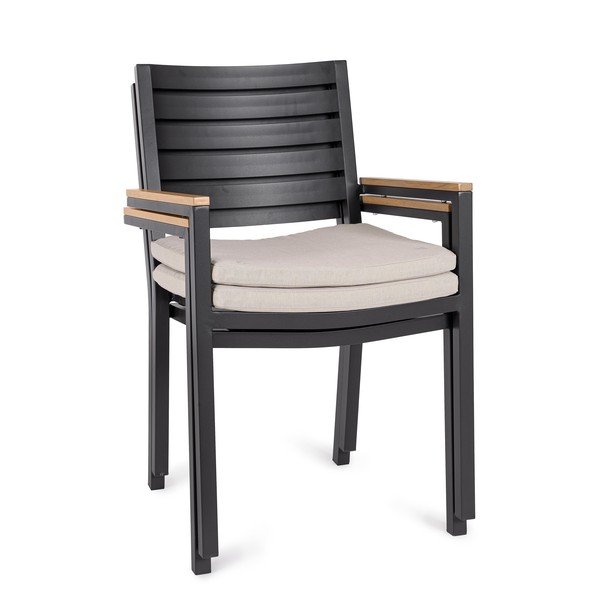 Антрацитен метален градински стол Henna – Bizzotto-image-3