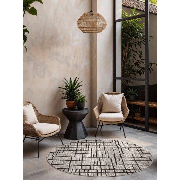 Черен/кремав кръгъл килим за открито и закрито ø 160 cm Haringey Crouch – Ted Baker-image-1