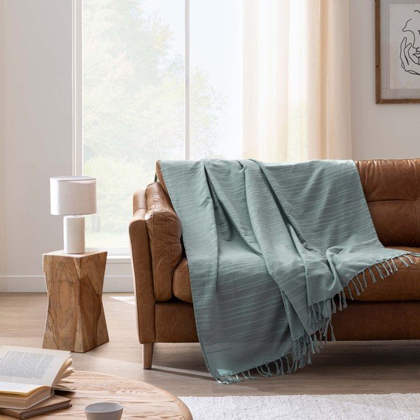 Зелено памучно покривало за легло 125x150 cm Lilia – douceur d'intérieur-image-1