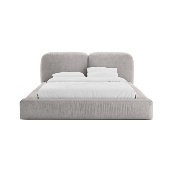 Светлосиво тапицирано двойно легло с място за съхранение и включена подматрачна рамка 180x200 cm Martina – Micadoni -image-4