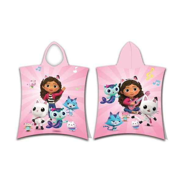 Розово памучно детско пончо размер 3-8 години Gabby´s Dollhouse – Jerry Fabrics