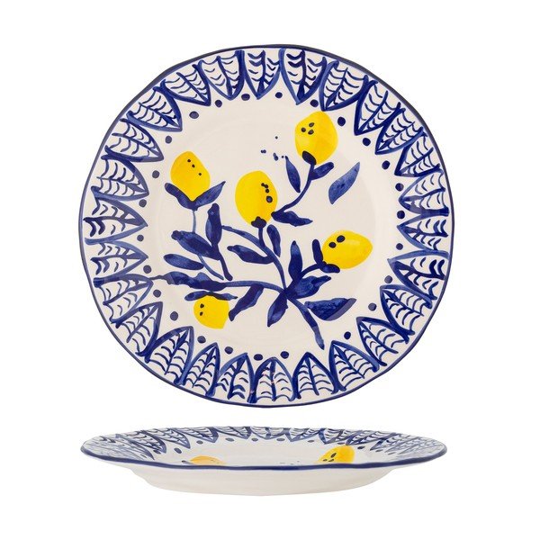 Бяла/синя глинена чиния за сервиране ø 27 cm Maxima – Bloomingville-image-3