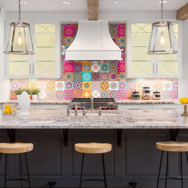 Комплект от 30 стикера за стена Плочки за стена Azulejos , 15 x 15 cm Mariska - Ambiance-image-3