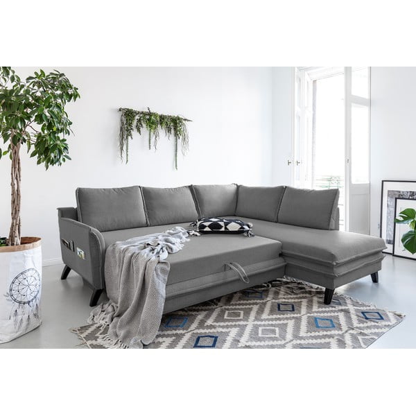 Сив ъглов разтегателен диван десен ъгъл Charming Charlie - Miuform-image-4