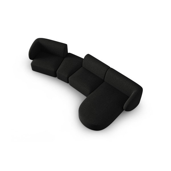 Черен шенилов ъглов диван (десен ъгъл) Paolo – Milo Casa-image-1