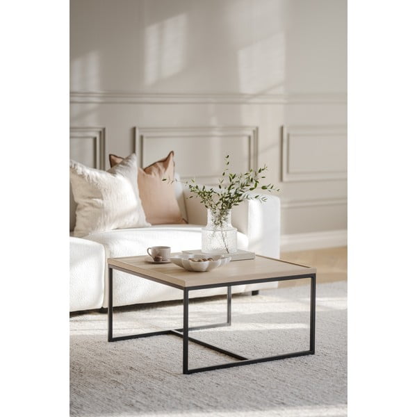 Масичка за кафе с дъбова дървена плоскост в естествен цвят ø 70 cm Deerfield – Rowico-image-3