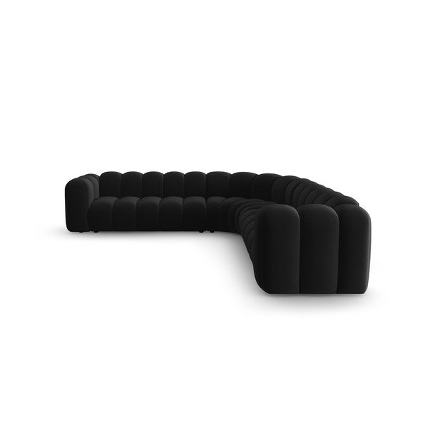 Антрацитен кадифен модулен ъглов диван Lupine – Micadoni -image-2