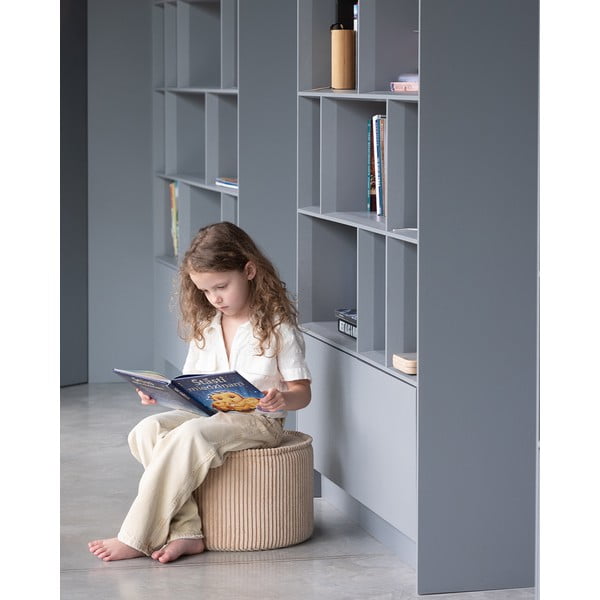 Светлокафяв детски пуф от рипсено кадифе – Wigiwama-image-1