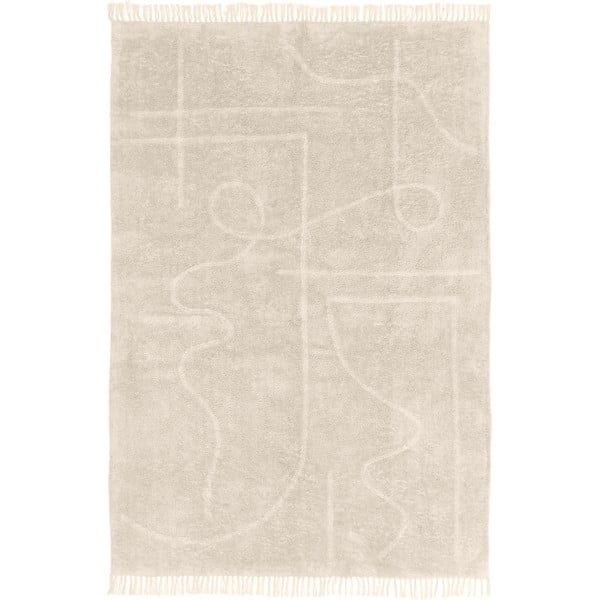 Светлобежов ръчно тъкан памучен килим , 160 x 230 cm Lines - Westwing Collection