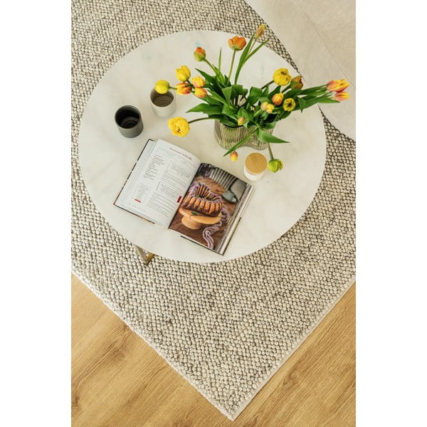 Светлосив ръчно изработен килим със смес от вълна 120x170 cm Minerals – Flair Rugs-image-1