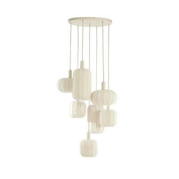 Кремаво висящо осветително тяло с текстилен абажур ø 50 cm Tufia – Light & Living