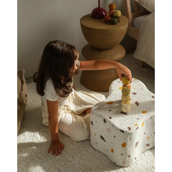 Бял детски пуф от букле и шенил Terrazzo Cloud – Wigiwama-image-2