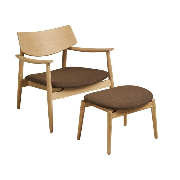 Кафяв фотьойл с табуретка Olvera – House Nordic