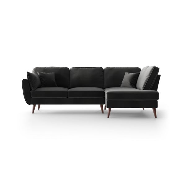 Ъглов диван от антрацитно кадифе, десен ъгъл Auteuil - My Pop Design