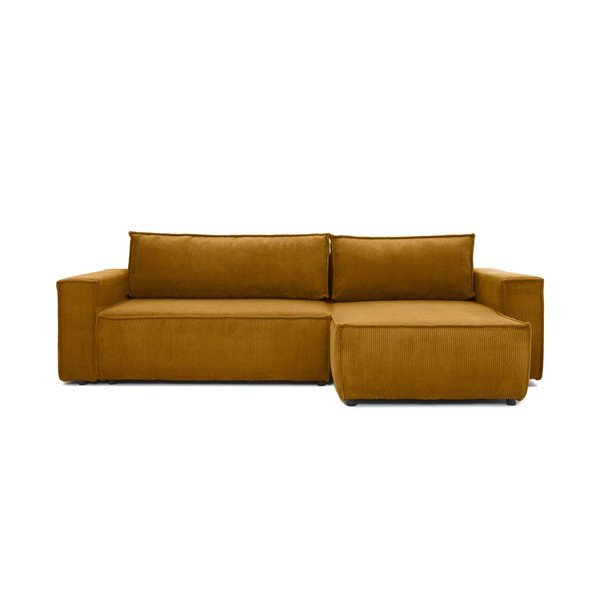 Горчица Жълт велур Променлив диван ъглов разтегателен диван Bowie - Bonami Selection-image-2