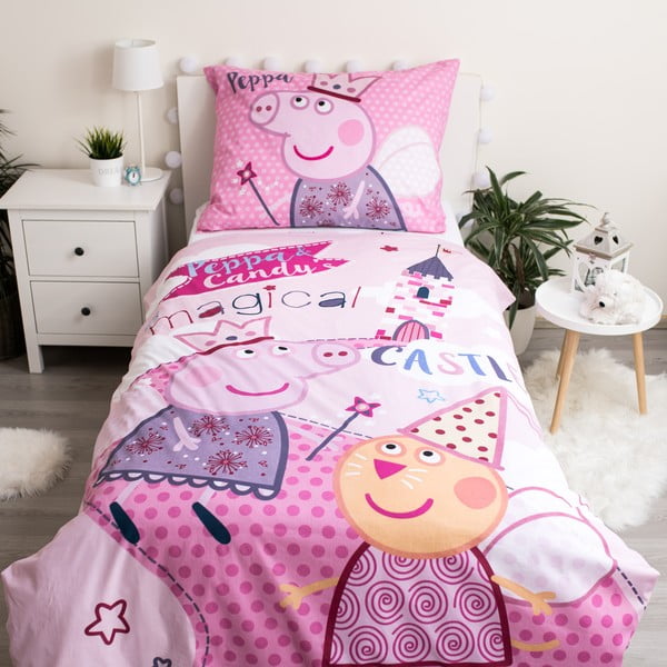 Розово бебешко памучно спално бельо, 140 x 200 cm Peppa Pig - Jerry Fabrics-image-1