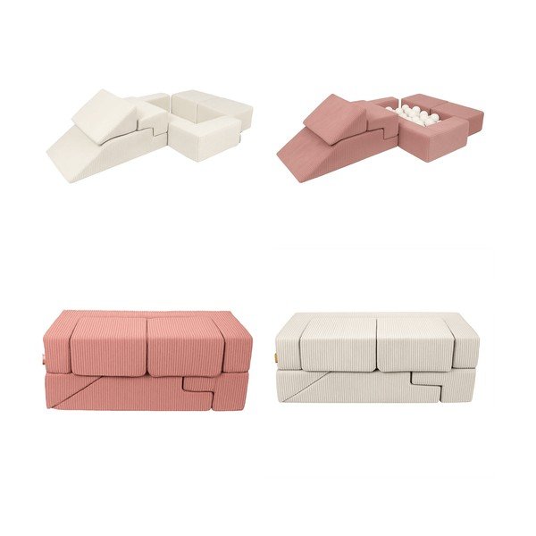 Розово велурено игрище от пяна 100x35x40 cm Montessori – Meowbaby-image-2