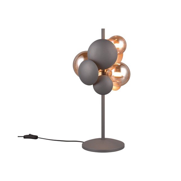 Настолна лампа със стъклен абажур в сиво-златисто (височина 50 cm) Bubble - Trio Select-image-1