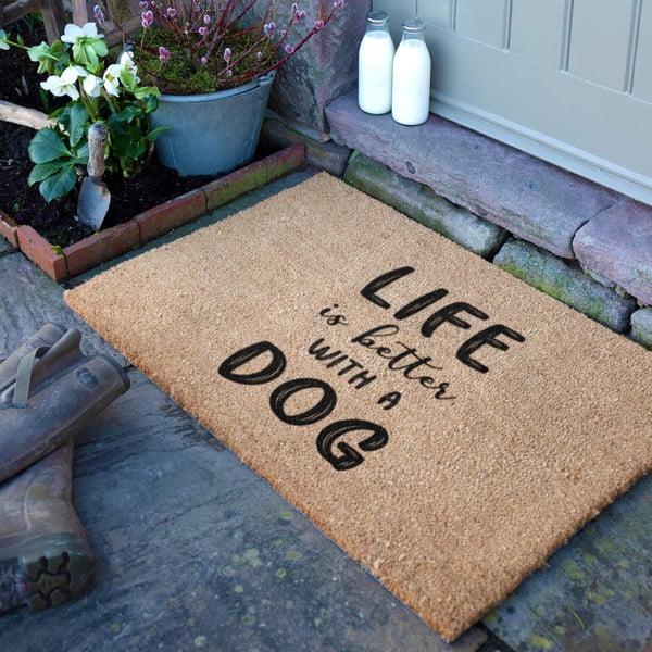 Изтривалка от кокосови влакна 60x90 cm Life Is Better With a Dog – Artsy Doormats-image-2