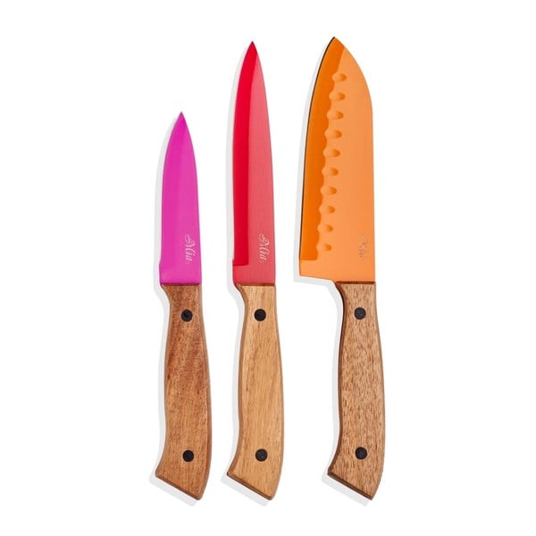Комплект от 3 ножа с дървена дръжка Cutt - The Mia