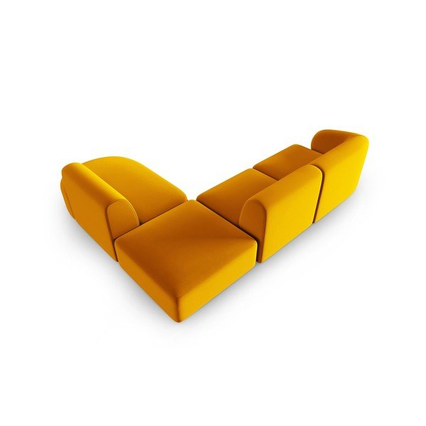 Кадифен ъглов диван в цвят горчица (десен ъгъл/L форма) Paolo – Milo Casa-image-3