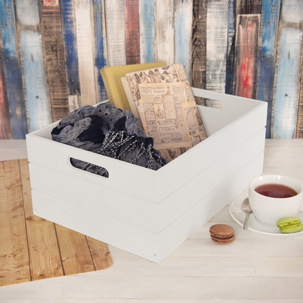 Бяла дървена кутия за съхранение 36x26x15 cm – Orion-image-1