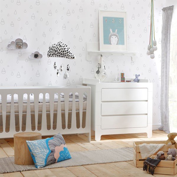 Бял стенен детски шкаф за дрехи с рафт Moon - Pinio-image-3