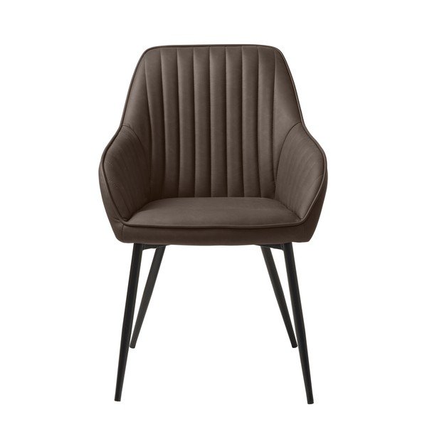 Тъмнокафяв тапициран трапезен стол с подлакътници Melfort – Unique Furniture-image-1