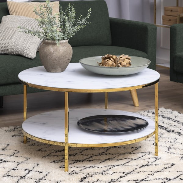 Бяла кръгла маса за кафе ø 80 cm Alisma - Actona-image-1