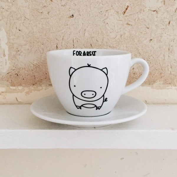 Чаша за кафе с чинийка Pig, 200 ml - FOR.REST Design