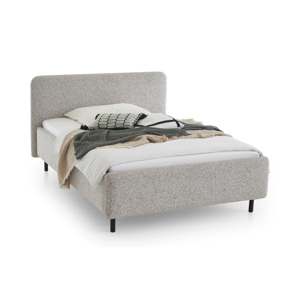 Бежово двойно легло 160x200 cm тапицирано без ламелно дъно Primo – Meise Möbel-image-3