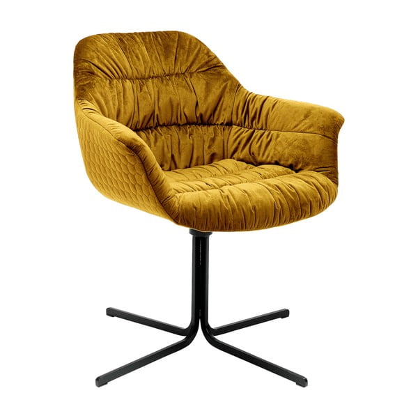 Жълт стол с кадифена тапицерия Swivel Swivel Colmar - Kare Design