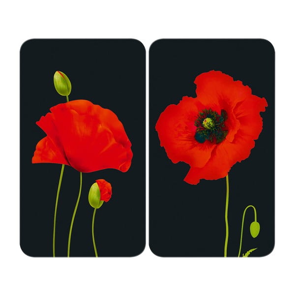 Капаци за печка в комплект от 2 броя от закалено стъкло 52x30 cm Poppy - Maximex