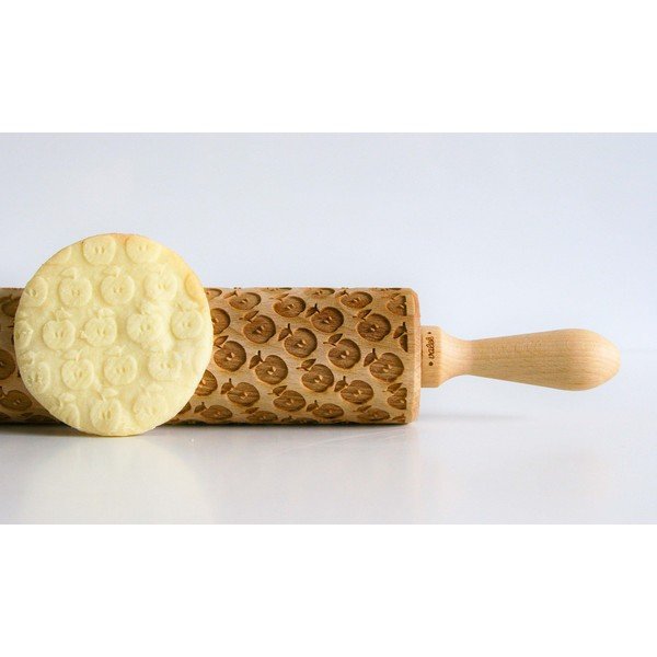 Дървен релефен валяк за тесто Apples - Valek-image-1