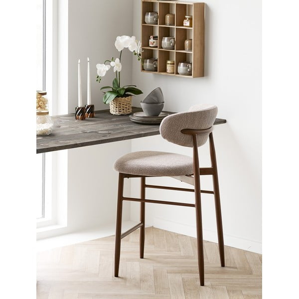 Бежов/тъмнокафяв тапициран бар стол (височина на седалката 65 cm) Levanto – House Nordic-image-1