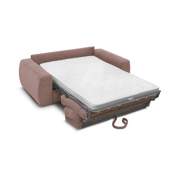 Розов диван за ежедневно спане/сгъваем от рипсено кадифе 240 cm Hugo – Bobochic Paris-image-3