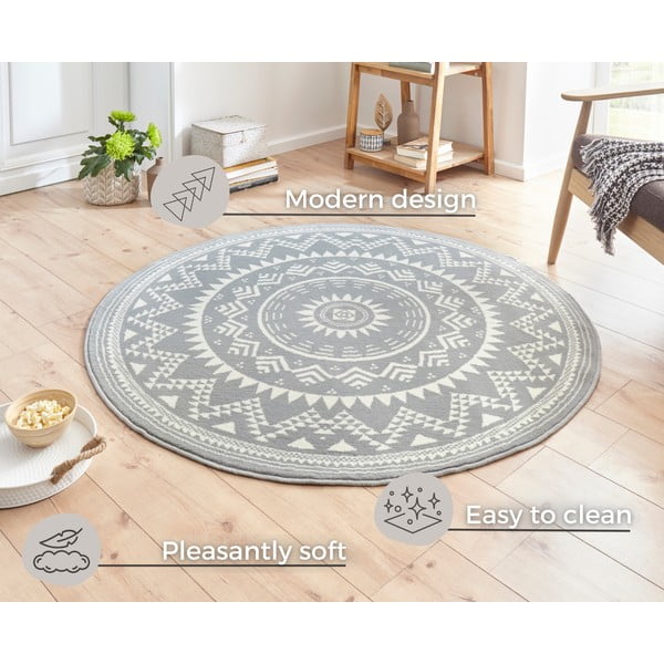 Сив килим Celebration , ⌀ 140 cm Valencia - Hanse Home-image-3