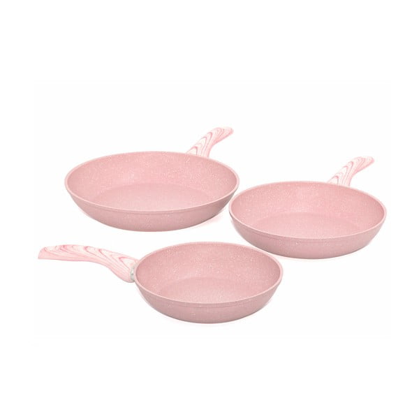 Комплект от 3 розови тигана Stonerose - Bisetti