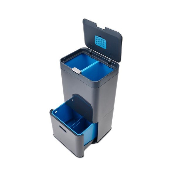 Šedý koš na tříděný odpad Joseph Joseph IntelligentWaste Totem 58