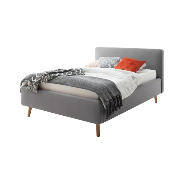 Светлосиво единично легло 120x200 cm тапицирано без ламелно дъно Mattis – Meise Möbel-image-2