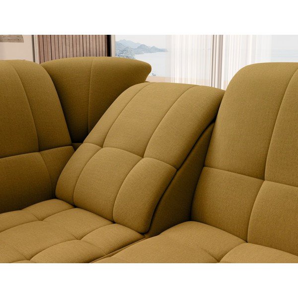 Жълт кадифен разтегателен ъглов диван с място за съхранение (ляв ъгъл L форма) Sado – ELTAP-image-1