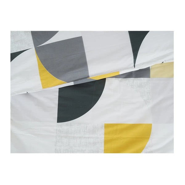 Жълто-сиво единично  крепирано спално бельо 140x200 cm Geometries – B.E.S.-image-1