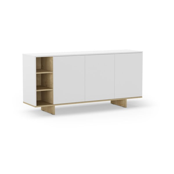 Бял нисък скрин от дъб 170x80 cm Cequoia - Marckeric-image-2