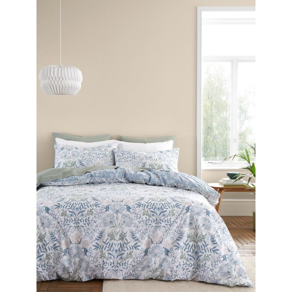 Синьо и бяло памучно спално бельо за двойно легло 200x200 cm Hopper - Bianca