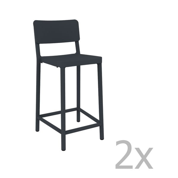 Комплект от 2 тъмносиви бар стола, подходящи за открито Lisboa Simple, височина 92,2 cm - Resol