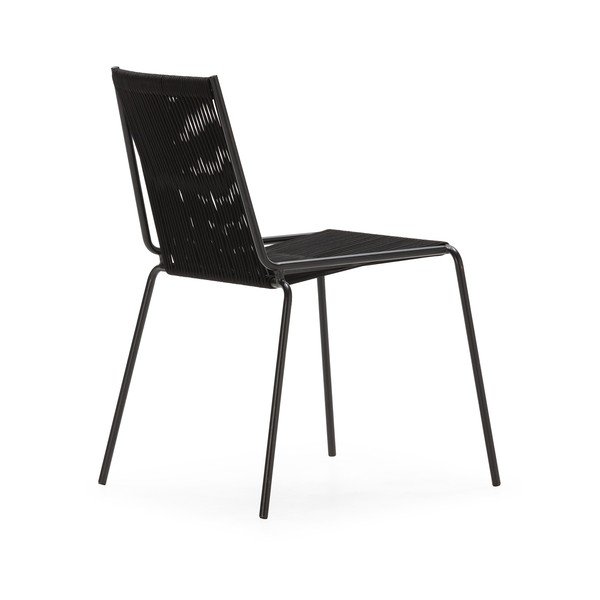 Черни метални трапезни столове в комплект за подреждане 2 бр. Emily – Marckeric-image-3