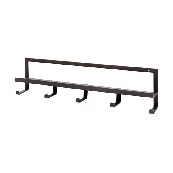 Черна метална стенна закачалка с рафт Quinn - WOOOD-image-2