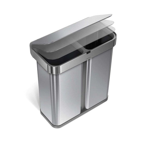Безконтактен контейнер за отпадъци от неръждаема стомана за сортирани отпадъци 58 л Dual - simplehuman-image-4