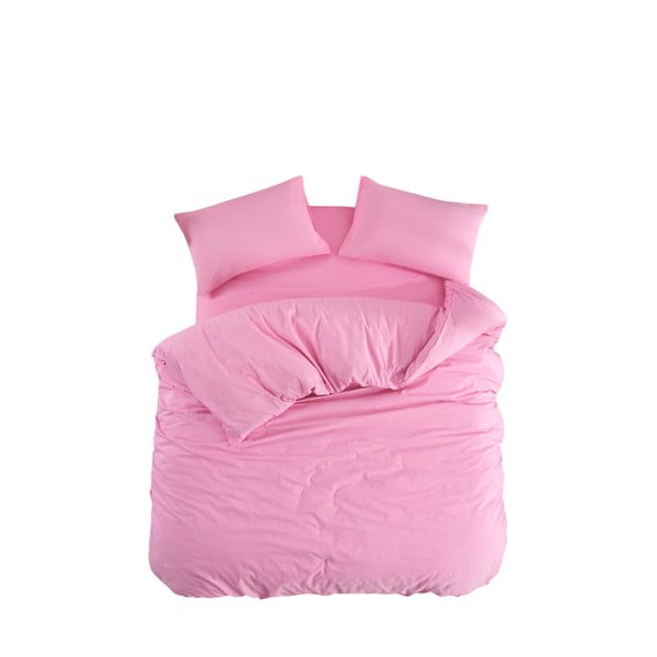 Розово единично удължено спално бельо с включен долен чаршаф 3 части 160x220 cm Classic – Mila Home